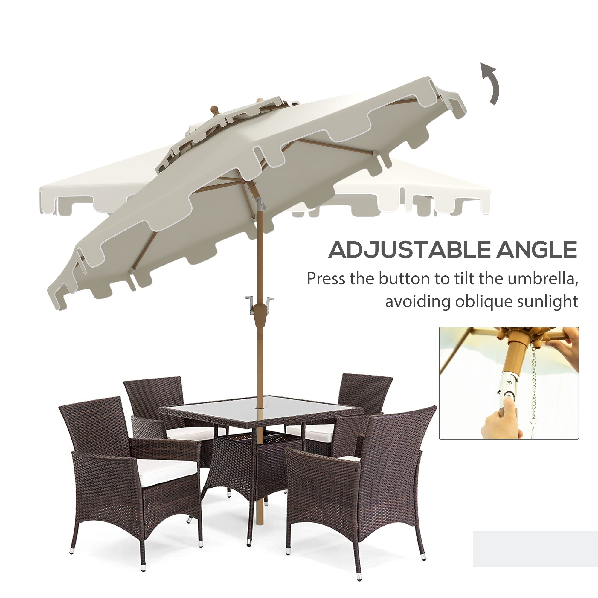 cream tilt rectangular patio umbrella Outsunny 9' Patio Umbrella