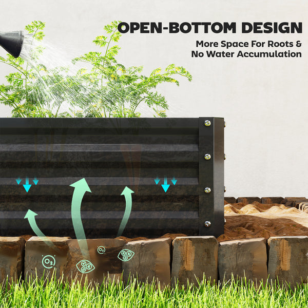 4' x 2' x 1' Raised Garden Bed, Galvanized Steel Planter Box for Vegetables, Flowers, Herbs, Black