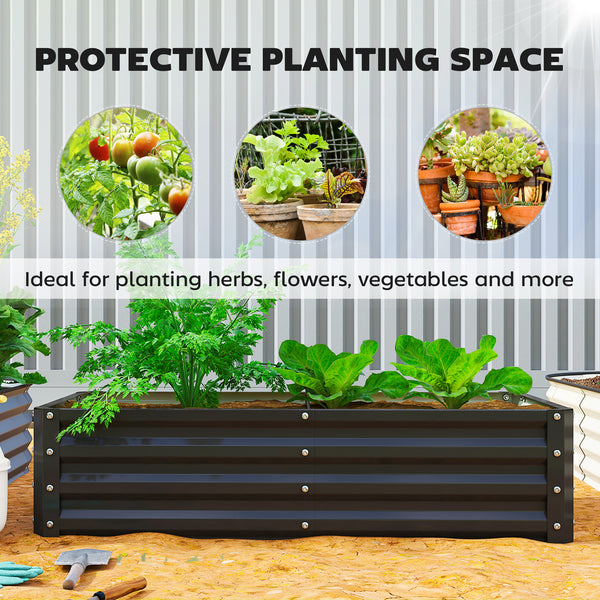 4' x 2' x 1' Raised Garden Bed, Galvanized Steel Planter Box for Vegetables, Flowers, Herbs, Black