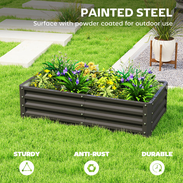 4' x 2' x 1' Raised Garden Bed, Galvanized Steel Planter Box for Vegetables, Flowers, Herbs, Black