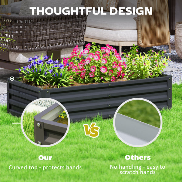 4' x 2' x 1' Raised Garden Bed, Galvanized Steel Planter Box for Vegetables, Flowers, Herbs, Black