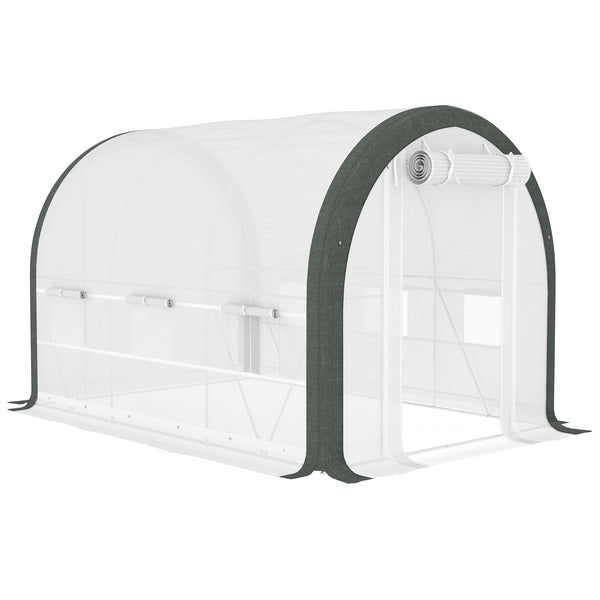 10'x6.6'x6.6' Walk-in Tunnel Greenhouse with Zipped Roll Up Mesh Door, 6 Mesh Windows, Plant Hot House Tent with PE Cover, 6 Plant Labels Gloves, White