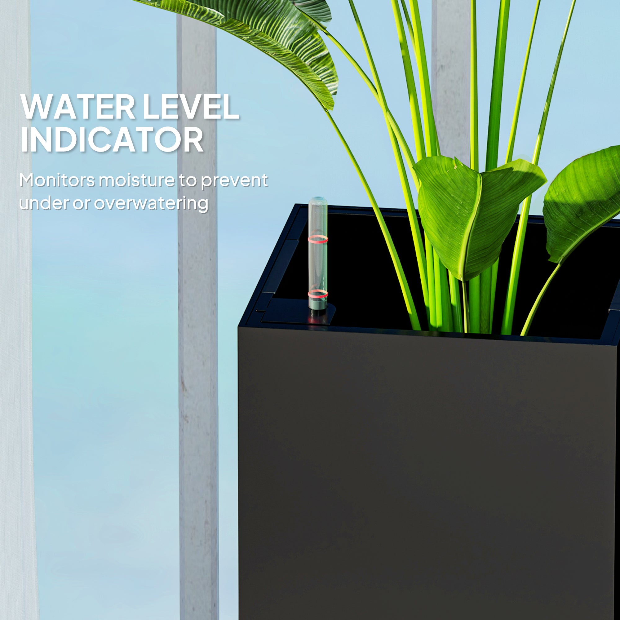 26 plastic planter Outsunny 26" Plastic Planter Box 2-Pack with Water Level Indicator, Drainage Hole and Plug, Black
