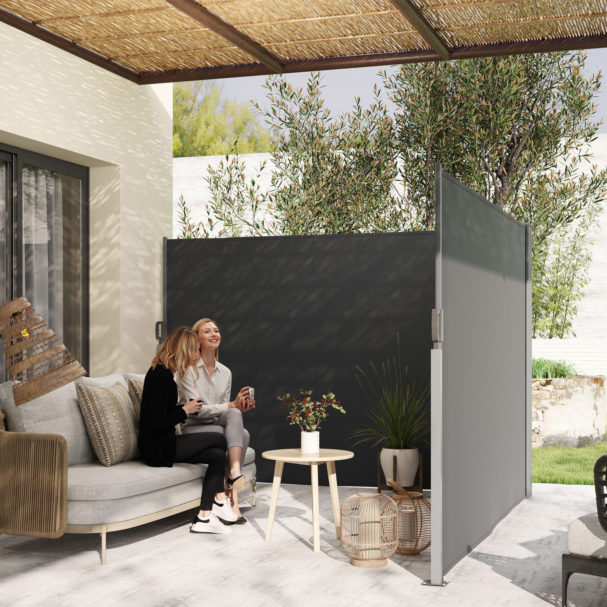 Outsunnny Patio Retractable Double Side Awning, 79