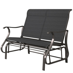 2-Person Outdoor Glider Chair, Patio Glider Rocking Chair with Mesh Seat and Backrest, Steel Frame for Outdoor, Backyard, Black