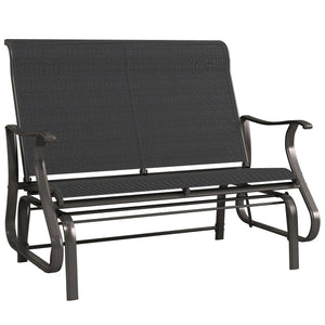 2-Person Outdoor Glider Chair, Patio Glider Rocking Chair with Mesh Seat and Backrest, Steel Frame for Outdoor, Backyard, Black