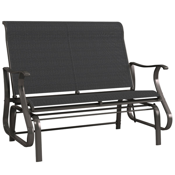 2-Person Outdoor Glider Chair, Patio Glider Rocking Chair with Mesh Seat and Backrest, Steel Frame for Outdoor, Backyard, Black