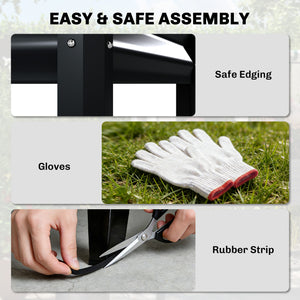 Galvanised Raised Garden Bed with Greenhouse Cover, Metal Elevated Garden Bed with Legs, Bed Liner and Bottom Shelf, Outdoor Raised Planter Box for Vegetables, Herbs, Flowers, Black