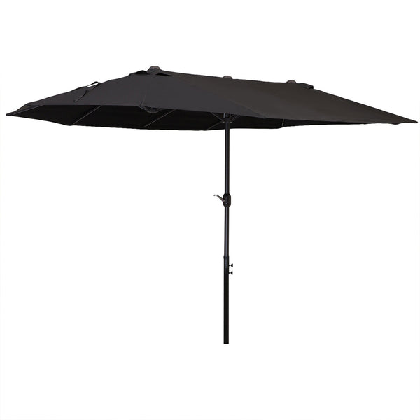 4.6m Garden Parasol Double-Sided Sun Umbrella Patio Market Canopy Shade Outdoor Black - NO BASE