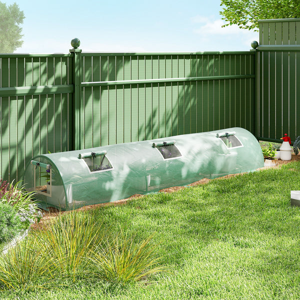 10' x 3' x 2' Portable Mini Greenhouse, Tunnel Growing Tent Plants Flower Warm House with 5 Mesh Windows and Steel Frame, for Garden, Patio, Backyard, Green