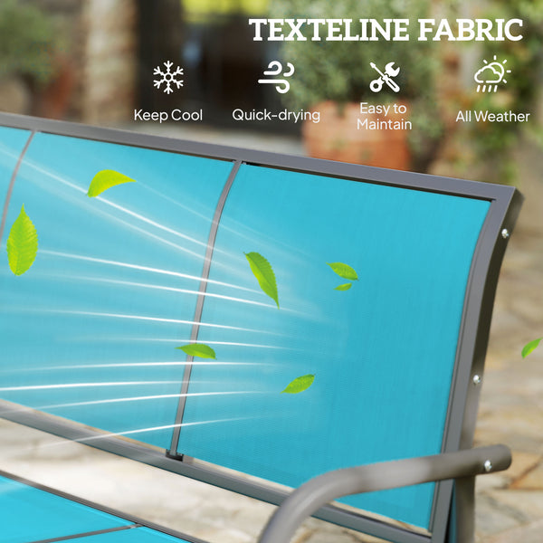 3-Seat Outdoor Glider, Patio Glider Outdoor Bench with Steel Frame, All Weather Breathable Mesh Seat for Garden, Backyard, Lawn, Blue