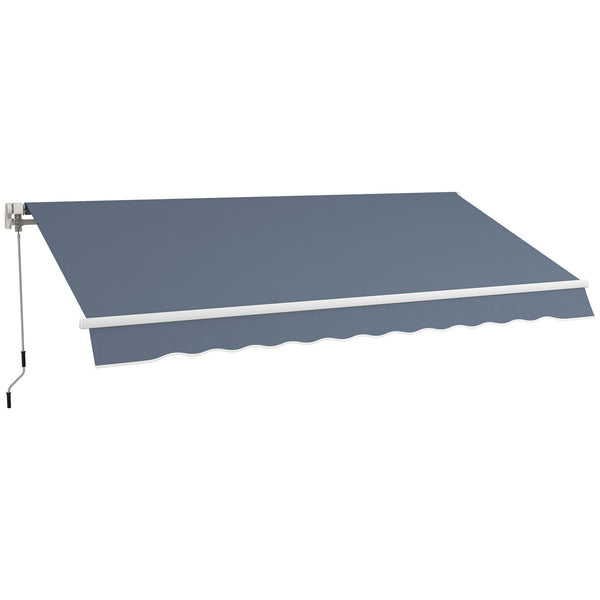 Outsunny 12' x 10' Retractable Awning Patio Awnings Sun Shade Shelter with Manual Crank Handle, 280g/m² UV & Water-Resistant Fabric and Aluminum Frame for Deck, Balcony, Yard, Charcoal Gray