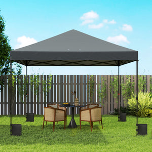 10 x 10 ft Pop Up Canopy Tent with One Push Setup, Easy Setup Outdoor Portable Instant Canopy Shelter with Wheeled Carry Bag, Sandbags, Adjustable Height for Parties, Events, Dark Gray