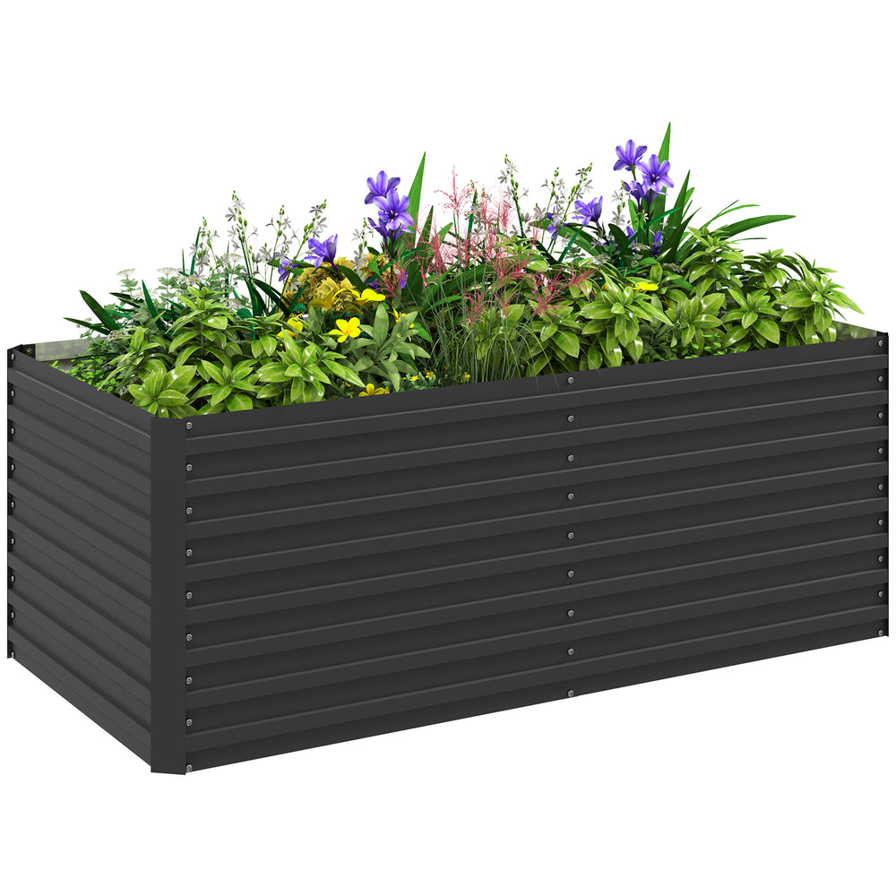 Galvanized Raised Garden Bed, 5' x 3' x 2' Large Outdoor Metal Planter Box, Standing Raised Bed for Growing Flowers, Herbs and Vegetables, Dark Grey