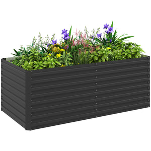Galvanized Raised Garden Bed, 5' x 3' x 2' Large Outdoor Metal Planter Box, Standing Raised Bed for Growing Flowers, Herbs and Vegetables, Dark Grey