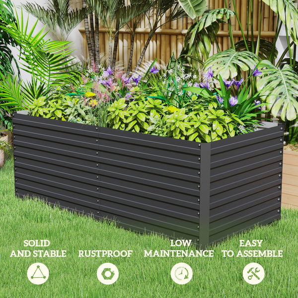 Galvanized Raised Garden Bed, 5' x 3' x 2' Large Outdoor Metal Planter Box, Standing Raised Bed for Growing Flowers, Herbs and Vegetables, Dark Grey