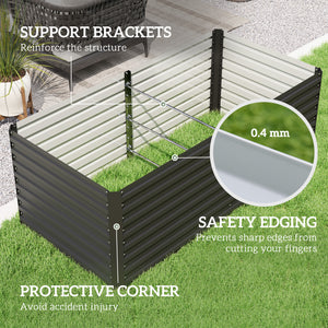 Galvanized Raised Garden Bed, 5' x 3' x 2' Large Outdoor Metal Planter Box, Standing Raised Bed for Growing Flowers, Herbs and Vegetables, Dark Grey