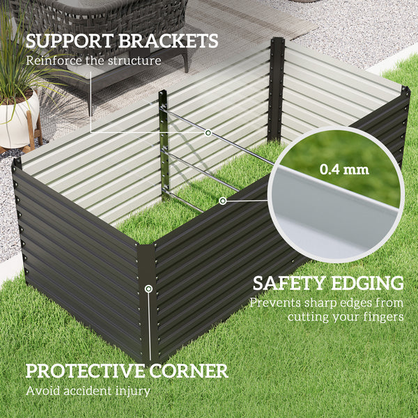 Galvanized Raised Garden Bed, 5' x 3' x 2' Large Outdoor Metal Planter Box, Standing Raised Bed for Growing Flowers, Herbs and Vegetables, Dark Grey