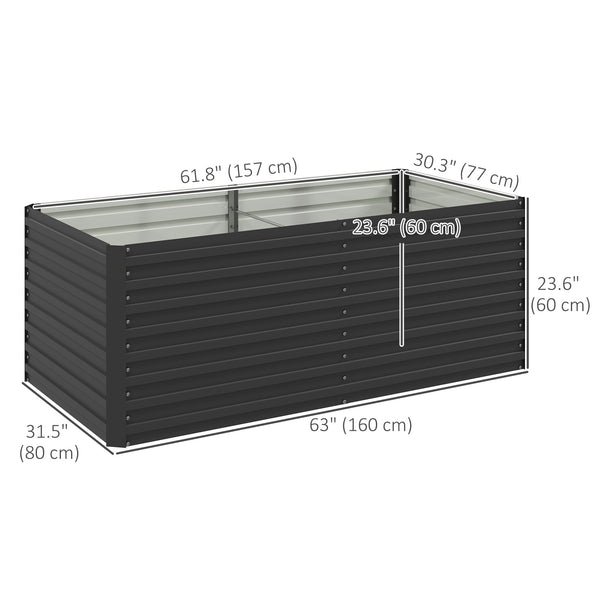 Galvanized Raised Garden Bed, 5' x 3' x 2' Large Outdoor Metal Planter Box, Standing Raised Bed for Growing Flowers, Herbs and Vegetables, Dark Grey