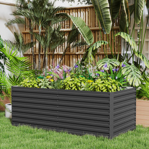 Galvanized Raised Garden Bed, 5' x 3' x 2' Large Outdoor Metal Planter Box, Standing Raised Bed for Growing Flowers, Herbs and Vegetables, Dark Grey