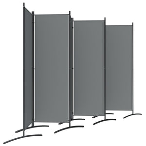 6 Panel Folding Room Divider, Freestanding Privacy Screen Wall with Wide Feet, Portable Paravent Partition Separator for Offices, Balcony, Outdoor Garden, Hot Tub, 332 x 172 cm, Dark Grey