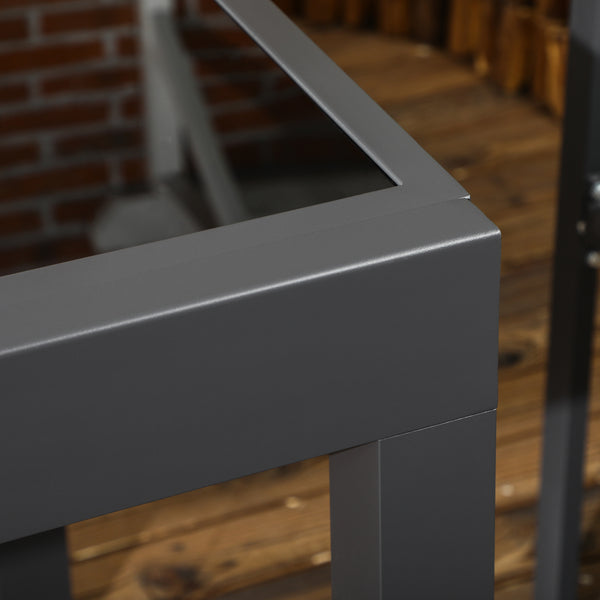 Extending Garden Table, Outdoor Dining Table with Aluminium Frame and Tempered Glass Tabletop, 80/160 x 80 x 75 cm, Black