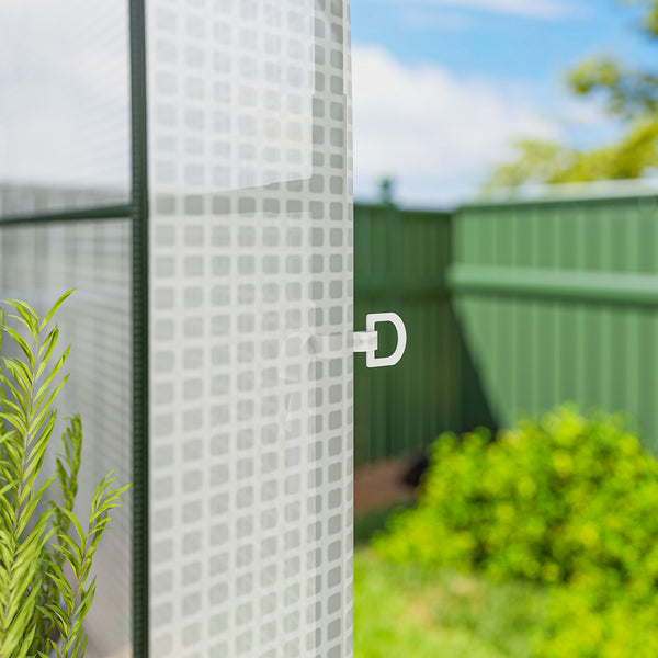 Walk-in Greenhouse with Shelves, Small Greenhouse with Roll-up Door, Garden Plant Growhouse with PE Cover, 123 x 187 x 189 cm, White