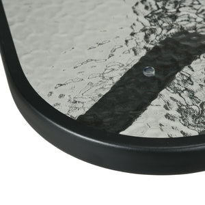 5 Pieces Garden Dining Set, Outdoor Square Dining Table and 4 Cushioned Armchairs, Tempered Glass Top Table w/ Umbrella Hole, Texteline Seats, Beige