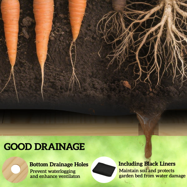 Wooden Raised Garden Bed, Elevated Planter Box with Storage Shelf, Drainage Holes and Liner for Backyard, Patio, Balcony, 34" x 18" x 30", Carbonized