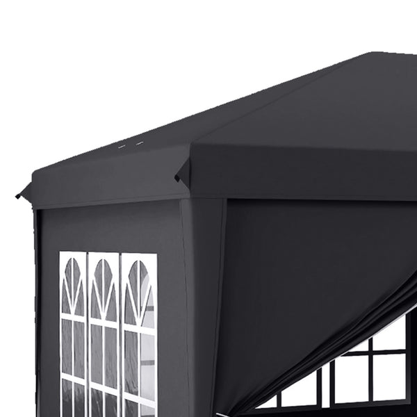 3 x 6 m Garden Pop Up Gazebo, Wedding Party Tent Marquee, Water Resistant Awning Canopy with Sidewalls, Windows, Carry Bag, Grey