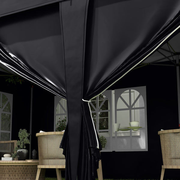 3 x 6 m Garden Pop Up Gazebo, Wedding Party Tent Marquee, Water Resistant Awning Canopy with Sidewalls, Windows, Carry Bag, Grey