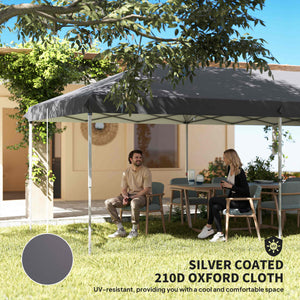 3 x 6 m Garden Pop Up Gazebo, Wedding Party Tent Marquee, Water Resistant Awning Canopy with Sidewalls, Windows, Carry Bag, Grey