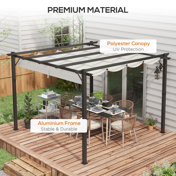 3 x 3(m) Pergola with Retractable Roof Canopy, Aluminium Frame Garden Gazebo Outdoor Sun Shade Shelter for Grill, Patio, Light Grey