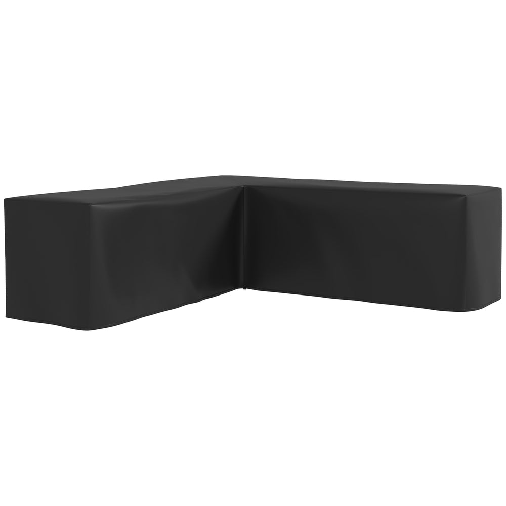 L-Shaped Garden Furniture Cover, 420D Oxford Fabric Rattan Corner Sofa Cover with PU Coating, Waterproof Anti-UV Dustproof Windproof, Black, 250 x 250 x 79cm