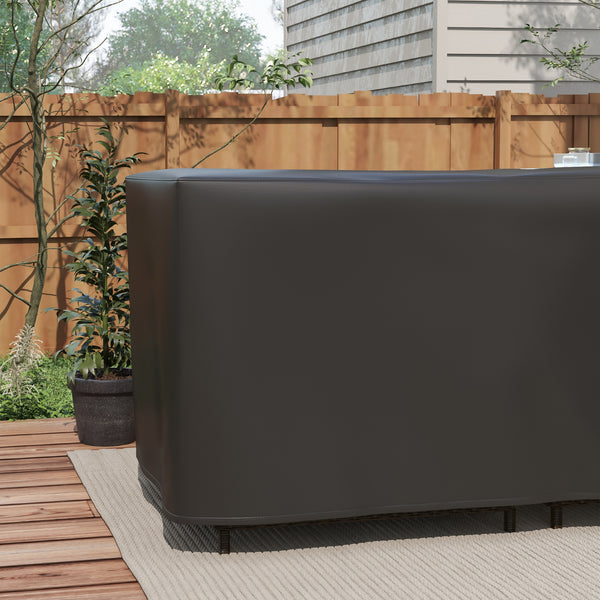 L-Shaped Garden Furniture Cover, 420D Oxford Fabric Rattan Corner Sofa Cover with PU Coating, Waterproof Anti-UV Dustproof Windproof, Black, 250 x 250 x 79cm