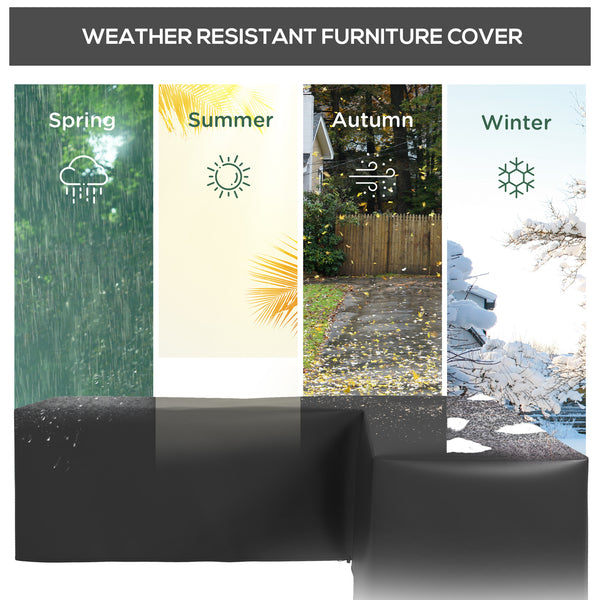 L-Shaped Garden Furniture Cover, 420D Oxford Fabric Rattan Corner Sofa Cover with PU Coating, Waterproof Anti-UV Dustproof Windproof, Black, 250 x 250 x 79cm