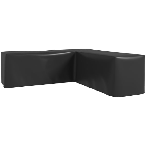 L-Shaped Garden Furniture Cover, 420D Oxford Fabric Rattan Corner Sofa Cover with PU Coating, Waterproof Anti-UV Dustproof Windproof, Black, 250 x 250 x 79cm