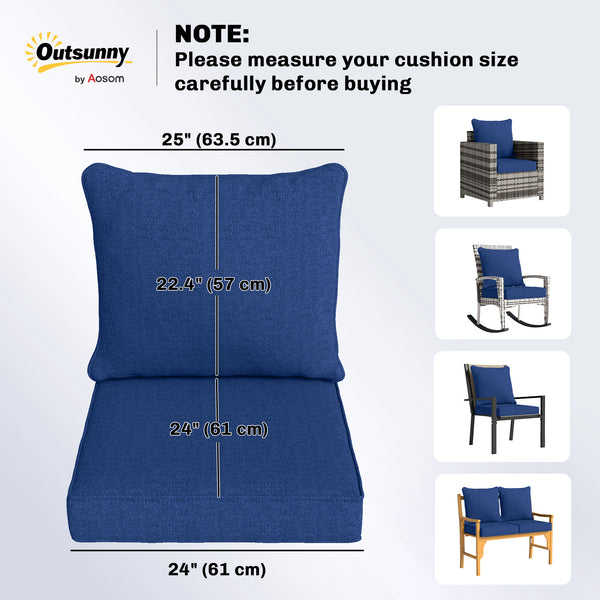 Outdoor Chair Cushions Set of 4, 24" x 24" Fade Resistant Patio Chair Cushions for Outdoor Furniture, Outdoor Seat Cushions, Navy Blue
