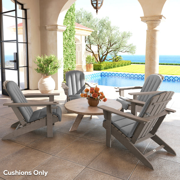 Adirondack Chair Cushion Set of 4, Outdoor Chair Cushions with Ties, 25D High-Density Foam, High Back Patio Chair Cushions, Fade Resistant for Patio Furniture, 49" x 20" x 2", Gray