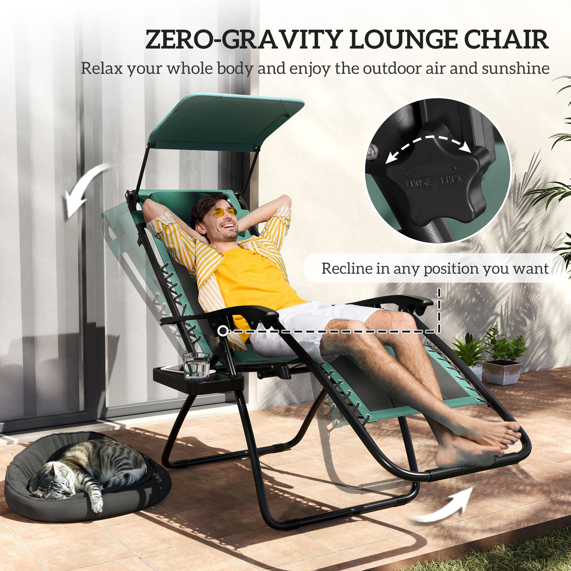 Zero Gravity Lounger Chair Set of 2, Folding Reclining Patio Chair