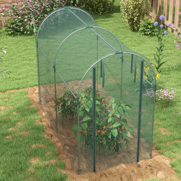 Outsunny 4' x 8' Crop Cage, Plant Protection Tent with Zippered Door and Galvanized Steel Frame, Fruit Cage Netting Cover for Garden, Yard, Lawn, Green