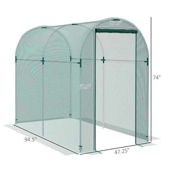 Outsunny 4' x 8' Crop Cage, Plant Protection Tent with Zippered Door and Galvanized Steel Frame, Fruit Cage Netting Cover for Garden, Yard, Lawn, Green