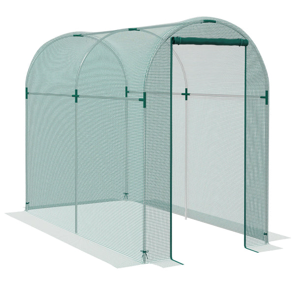 Outsunny 4' x 8' Crop Cage, Plant Protection Tent with Zippered Door and Galvanized Steel Frame, Fruit Cage Netting Cover for Garden, Yard, Lawn, Green