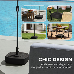 Patio Umbrella Base with Wheels, Umbrella Stand with 110 lbs. Sand or 86 lbs. Water Filled, Outdoor Umbrella Stand Holder for 1.5"/1.9" Poles for Lawn, Poolside, Black