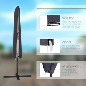 Garden Parasol Cover, Outdoor Patio Umbrella Protector Weatherproof Garden Patio with Rod, Zipper for 2-4m Parasol, Φ60 x 160cm, Dark Grey