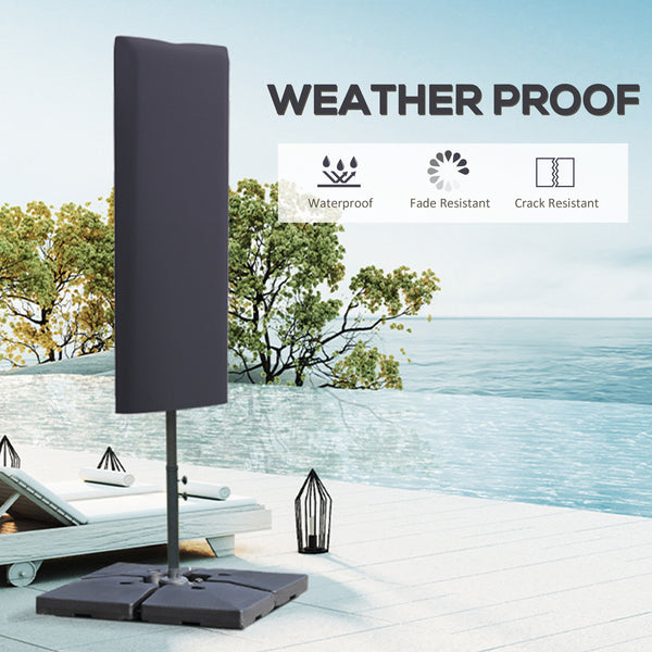 Garden Parasol Cover, Outdoor Patio Umbrella Protector Weatherproof Garden Patio with Rod, Zipper for 2-4m Parasol, Φ60 x 160cm, Dark Grey