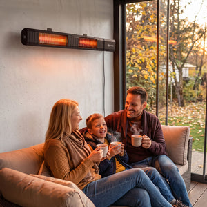 3000 W Electric Infrared Patio Heater, Wall Mounted IP65 Waterproof Outdoor Garden Heater with 9 Heat Settings, 24H Timer, Touch/Remote Control, LED Display for Indoor & Outdoor, Black