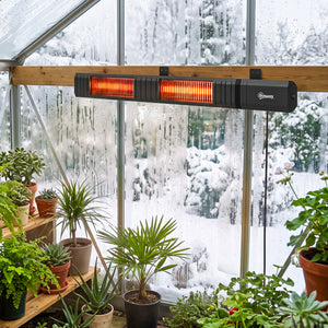 3000 W Electric Infrared Patio Heater, Wall Mounted IP65 Waterproof Outdoor Garden Heater with 9 Heat Settings, 24H Timer, Touch/Remote Control, LED Display for Indoor & Outdoor, Black