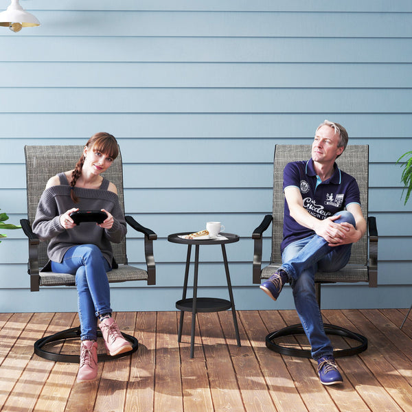 Outdoor Patio Swivel Chairs Set of 2, High Back Patio Dining Chairs with All-Weather Mesh Fabric and Metal Frame for Backyard, Lawn, Porch or Garden, Gray