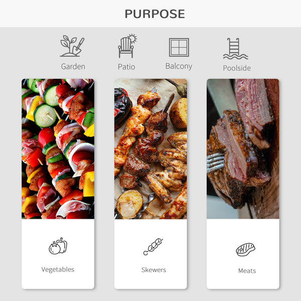 Portable Charcoal Grill with Foldable Side Shelf and Bottom Shelf, BBQ Smoker with Wheels and Adjustable Vents on Lid for Picnic Camping Backyard Cooking, Black